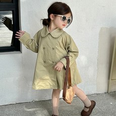 女童雙排釦風衣外套