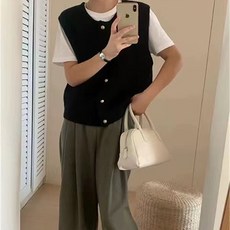 Lemon Soul D'archu 金色鈕扣圓領背心