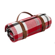 Daim 皮革背帶防水野餐墊, 紅黑格紋