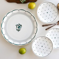 HANKOOK CHINAWARE 波西塔諾自助餐盤組, 1套, 餐盤 27.5cm + 16.5cm 4入, 綠色