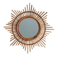 北歐室內藤製方形牆鏡, 單色