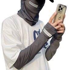 로브로코 기능성 통풍 골프 마스크 + 팔토시 양쪽 세트, 차콜 그레이, 1세트