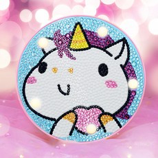 兒童寶石十字繡LED氣氛燈DIY, 18愛心與獨角獸, 1個