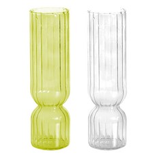 造型花瓶 2入, 綠色，透明