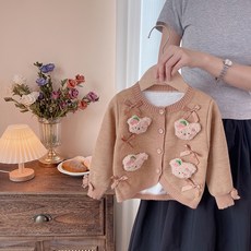 Arbe 兒童毛球小熊開襟衫