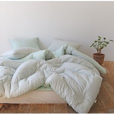 Nubile 條紋水洗紗棉薄被, 薄荷綠