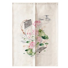 알럽홈 연꽃패브릭 도어커튼