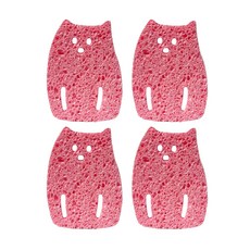 KINI BINI 嬰幼兒用純植物性沐浴貓咪海綿, 4個, 粉紅色