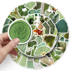 문곰상점 감성 다이어리 꾸미기 캐리어 스티커 50종 세트, 그린, 1세트