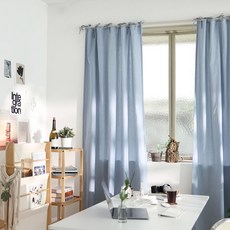 格紋蝴蝶結窗簾, 藍色
