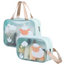 EVER HOUSE 可愛半透明盥洗沐浴包2件組, 1個