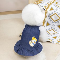 PASTEL PET 寵物鴨子牛仔連身裙, 藍色, 1個