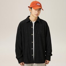 스타빈 남성용 레터링 코듀로이 긴팔셔츠