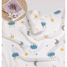 LuxuryBaby 嬰幼兒用雙層竹纖維紗布毯, 星星與月亮
