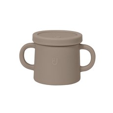 MODU'I 鉑金矽膠雙柄防漏水杯+吸管孔杯蓋組, 米色, 1組