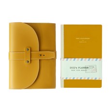 KKOMKKOMI Edge Satchel Organizer + 2022 Angle Free 腕帶日記套組, 芥末黃（日記本）