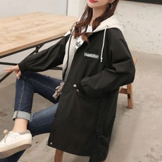 여성용 임산부 꽃다발 후드형 트렌치코트