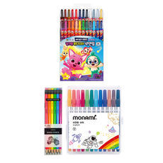 地球化學 碰碰狐 奇幻之星 24色彩色鉛筆 + Tukovi Coma 三角橡皮擦鉛筆 TC-208 B 6款 x 2入 + Monami 12色超級簽字筆套組, 1套