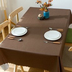 마켓감성 고급 PVC 심플 방수 식탁보, 브라운, 90 x 90 cm