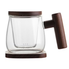 KALDIN 透明寬口茶壺, 胡桃木色, 300ml, 1個