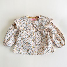 Bienvenue 女童花卉荷葉邊水手領夾克