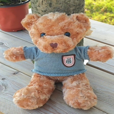 B2WIN Clarain 可愛漂亮絲絨針織熊玩偶, 1個, 藍色