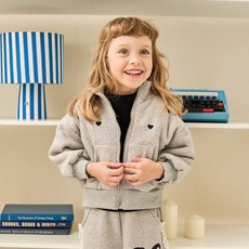 KIKIMORA 女童刷毛愛心重點拉鍊外套