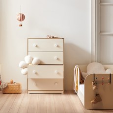 소르니아 카이 와이드 침실 서랍장 800 방문설치, 아이보리, 4단