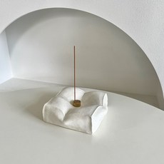 陶瓷粗陶方形線香插座擺件 MW0138, 白色