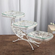 Jinri復古3層收納裝飾托盤, 銀