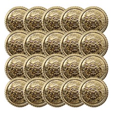 Zoom盾牌注塑金屬寶石鈕扣 25mm, 20個, 金色