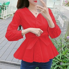 Dubom 女款蝴蝶結V領襯衫