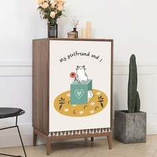 花朵貓咪櫥櫃門簾, TYPE12