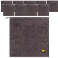 Songwol 松月 可掛式史努比系列刺繡擦手巾, 糊塗塌客(灰色), 10入