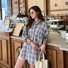 NANING9 女性羅迪斯格紋寬版襯衫