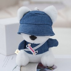아이끌레 숄더백 힙합 강아지 인형 키링, 13cm, 블루, 1개