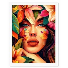 비즈포유 북유럽 Floral Portrait 알루미늄 아크릴 액자 1 선셋 리프 가든, 화이트