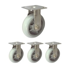 MASTER.S Daishin 腳輪 不銹鋼重型腳輪 DS 3360 ELP-R 6 重型不銹鋼靜音襯套 白色 固定 R, 4個