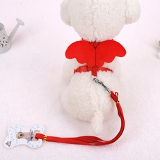 Living943 天使翅膀狗狗胸背帶套組, 紅色