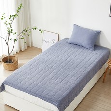 LIVING HOME daily 顏料水洗棉薄墊兼棉被, 藍色