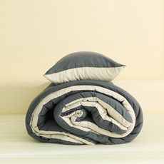 Canavena 復古基本款雙色絎縫薄被, 鯨灰色