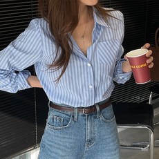NANING9 女款特貝爾科棉質條紋襯衫