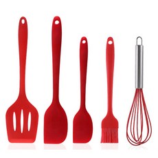 E Home Baking矽膠廚房工具 5件組, 紅色