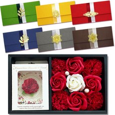永恆香皂康乃馨零用錢禮盒與胸花 中 Z120-2 + 立體金屬配件零用錢信封 S4 6件組, 混合色, 1套