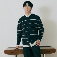 MIND BRIDGE 男款COUTURE條紋圓領中長寬鬆開襟衫 MZCD6171