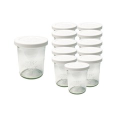 WECK 迷你基本款玻璃收納瓶 760號 160ml 12入+PE蓋 12入, 1套