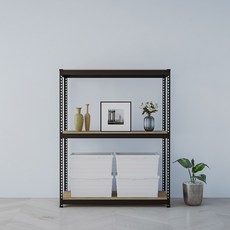 스피드랙 국내 제조 무볼트 조립식 철제 앵글 스탠드 선반, 블랙, 3단