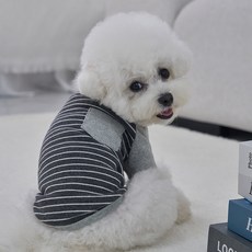 DOG-i 狗狗口袋條紋T恤, 灰色, 1個