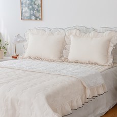Yesbedding 現代素色荷葉邊泡泡紗純棉夏季涼被, 燕麥色
