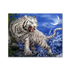 ADICO DIY 寶石十字繡 藍月白虎 40 x 50 cm BEE08, 混合色, 1個